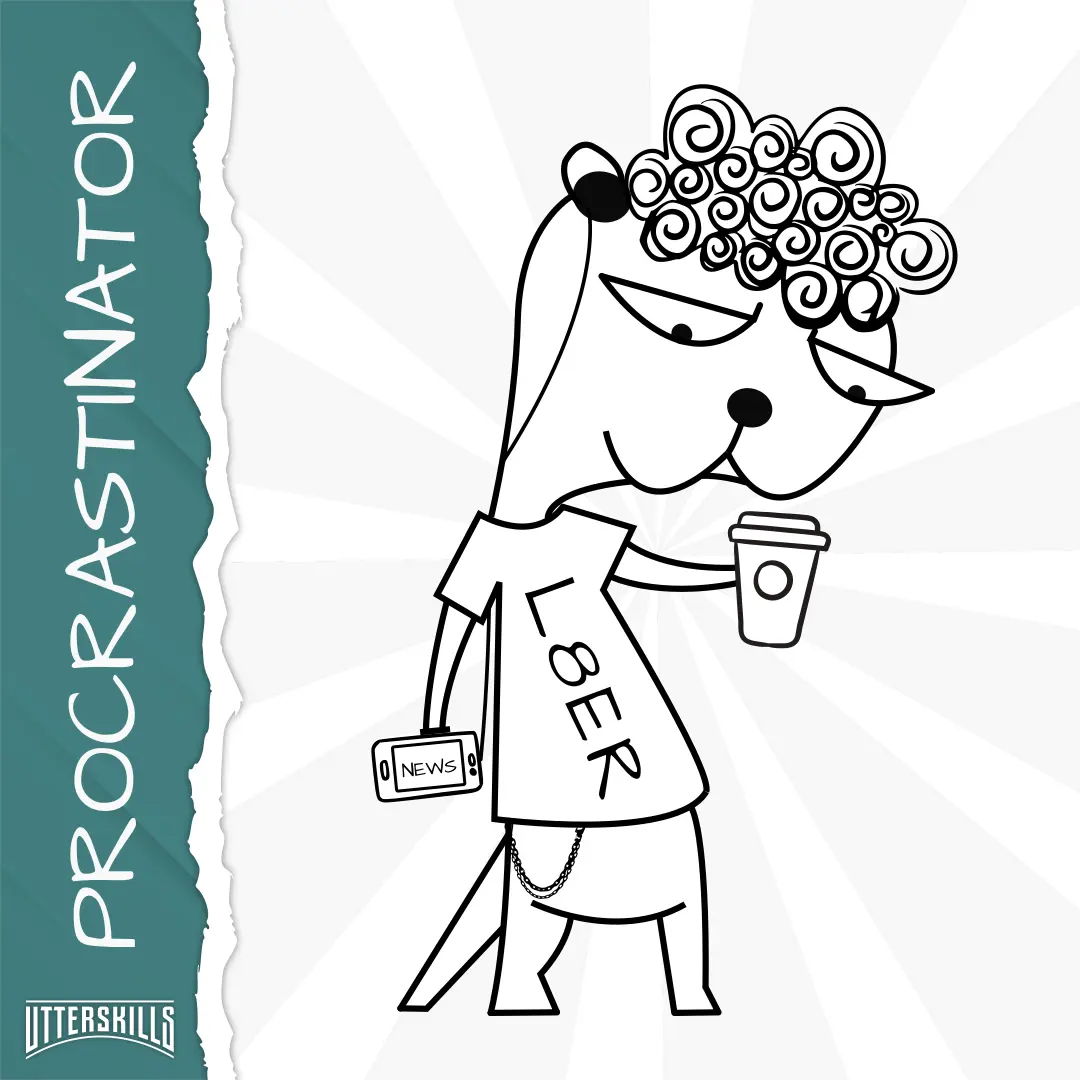 A procrastinator at work illustration