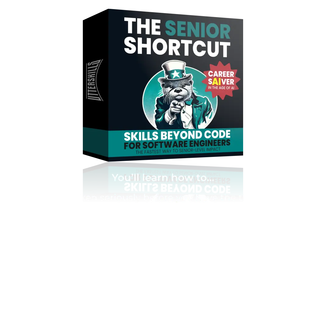 The Senior Shortcut course box by Utterskills, Skills Beyond Code for Software Engineers.