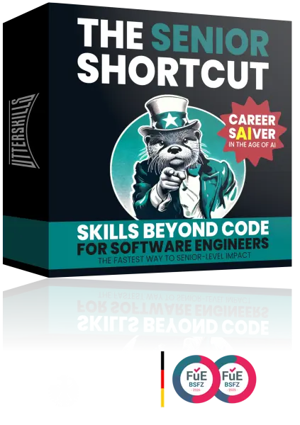 The Senior Shortcut course box by Utterskills, Skills Beyond Code for Software Engineers.